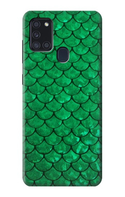 S2704 Green Fish Scale Pattern Graphic Case Cover Custodia per Samsung Galaxy A21s
