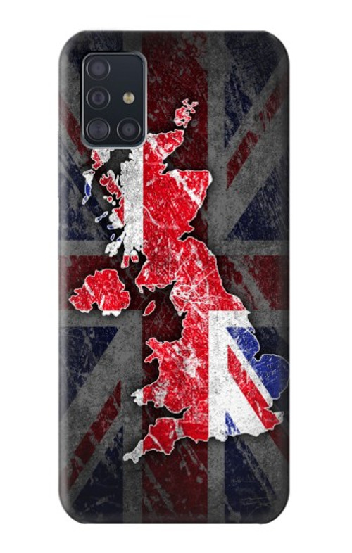 S2936 UK British Flag Map Case Cover Custodia per Samsung Galaxy A51 5G