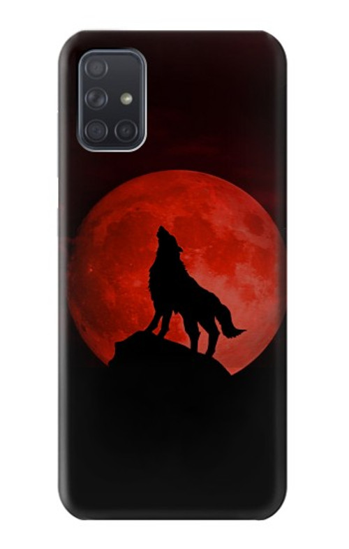 S2955 Wolf Howling Red Moon Case Cover Custodia per Samsung Galaxy A71 5G