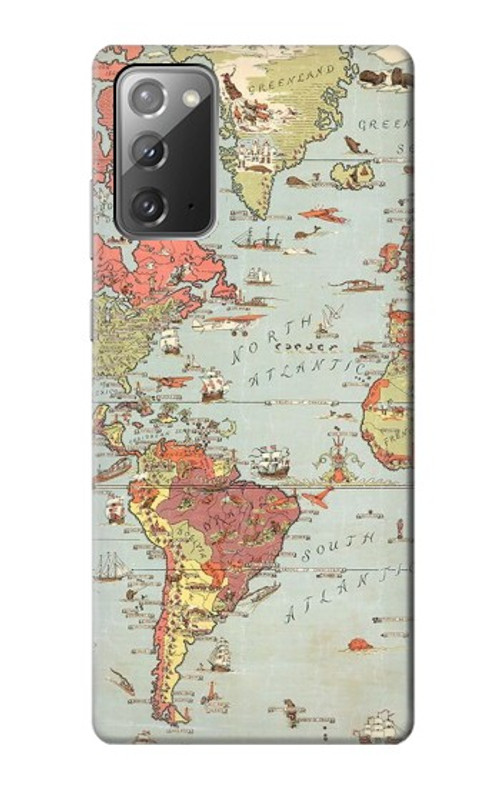 S3418 Vintage World Map Case Cover Custodia per Samsung Galaxy Note 20 S3418 Vintage World Map Case Cover Custodia per Samsung Galaxy Note 20