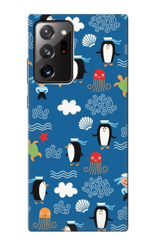 S2572 Marine Penguin Pattern Case Cover Custodia per Samsung Galaxy Note 20 Ultra, Ultra 5G