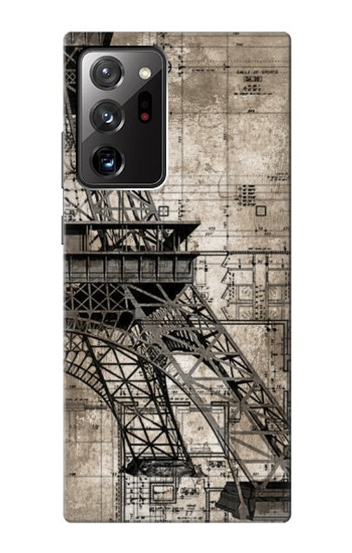 S3416 Eiffel Tower Blueprint Case Cover Custodia per Samsung Galaxy Note 20 Ultra, Ultra 5G