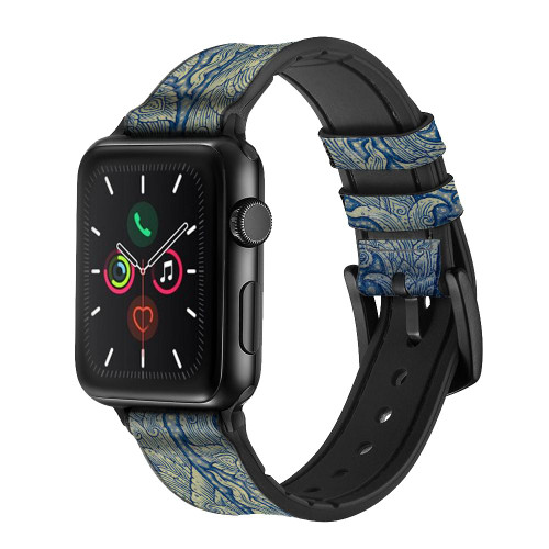 CA0072 Thai Art Leather & Silicone Smart Watch Band Strap For Apple Watch iWatch