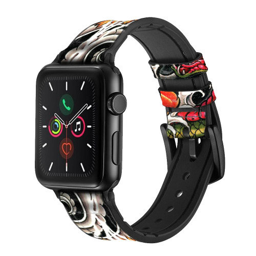 CA0082 Yakuza Tattoo Leather & Silicone Smart Watch Band Strap For Apple Watch iWatch