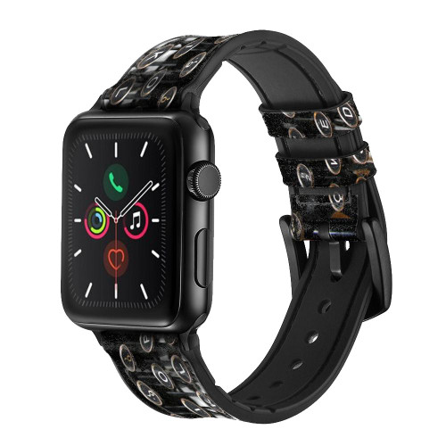 CA0083 Typewriter Leather & Silicone Smart Watch Band Strap For Apple Watch iWatch