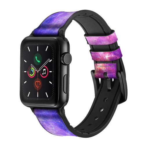 CA0242 Milky Way Galaxy Leather & Silicone Smart Watch Band Strap For Apple Watch iWatch
