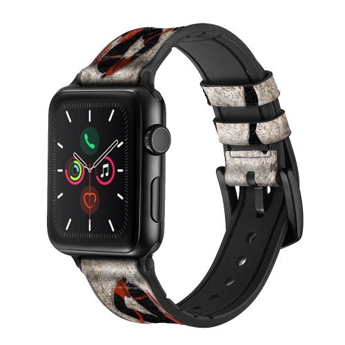 CA0382 Muay Thai Kickboxing Martial Art Leather & Silicone Smart Watch Band Strap For Apple Watch iWatch
