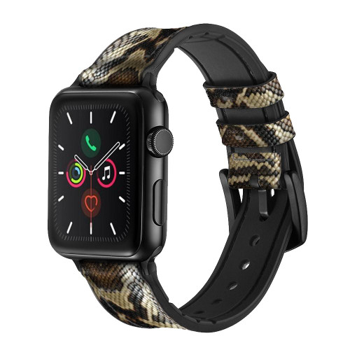 CA0415 Anaconda Amazon Snake Skin Graphic Printed Leather & Silicone Smart Watch Band Strap For Apple Watch iWatch