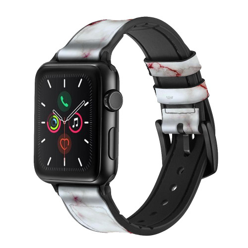 CA0507 Bloody Marble Leather & Silicone Smart Watch Band Strap For Apple Watch iWatch