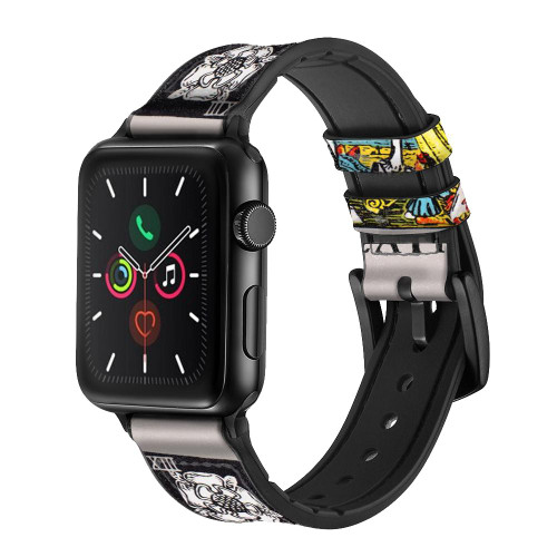 CA0532 Tarot Card Death Leather & Silicone Smart Watch Band Strap For Apple Watch iWatch