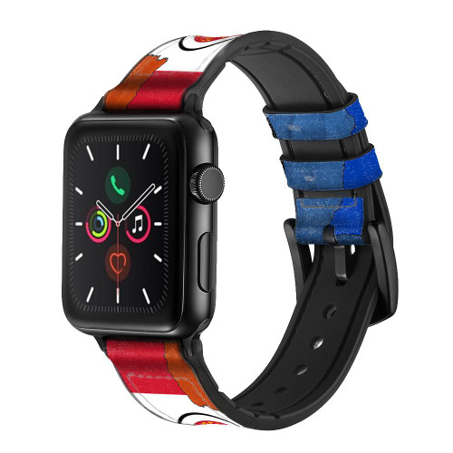 CA0538 Paraguay Flag Leather & Silicone Smart Watch Band Strap For Apple Watch iWatch