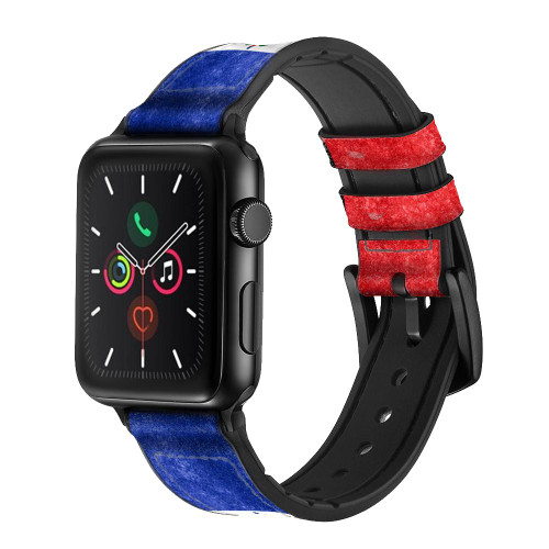 CA0541 Haiti Flag Leather & Silicone Smart Watch Band Strap For Apple Watch iWatch