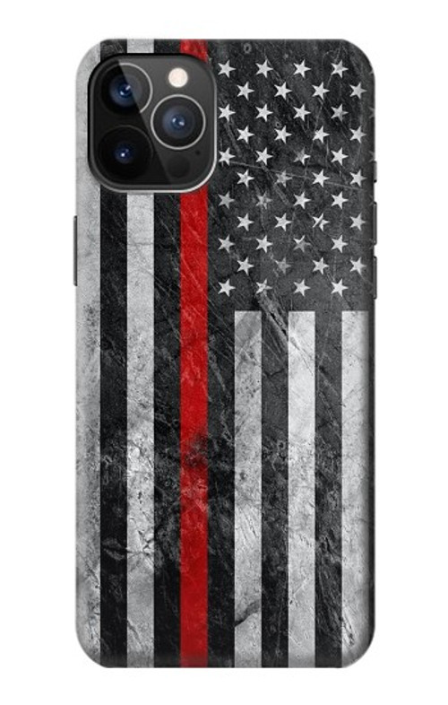 S3687 Firefighter Thin Red Line American Flag Case Cover Custodia per iPhone 12, iPhone 12 Pro