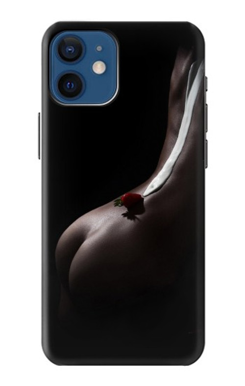S0546 Sexy Cream Strawberry Case Cover Custodia per iPhone 12 mini