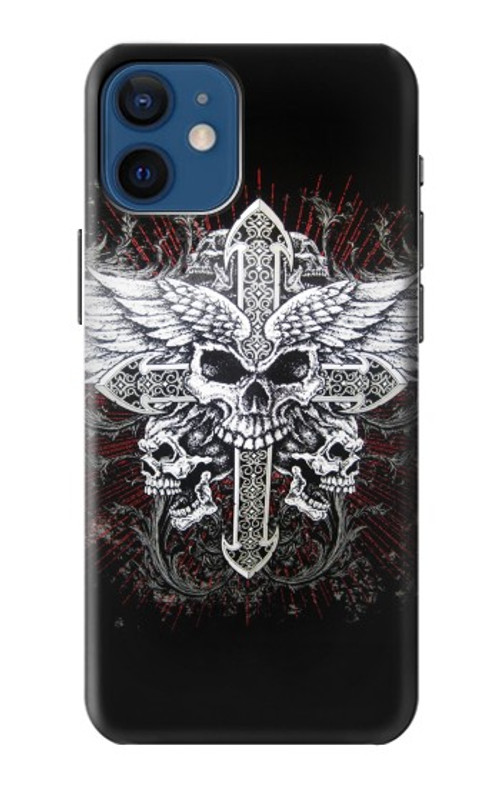 S1434 Skull Wing Tattoo Biker Case Cover Custodia per iPhone 12 mini