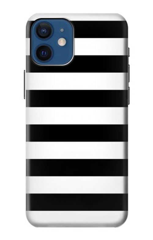 S1596 Black and White Striped Case Cover Custodia per iPhone 12 mini