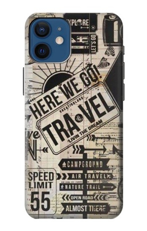 S3441 Vintage Travel Case Cover Custodia per iPhone 12 mini