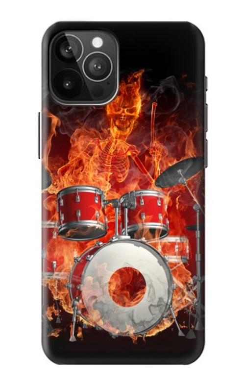 S1431 Skull Drum Fire Rock Case Cover Custodia per iPhone 12 Pro Max
