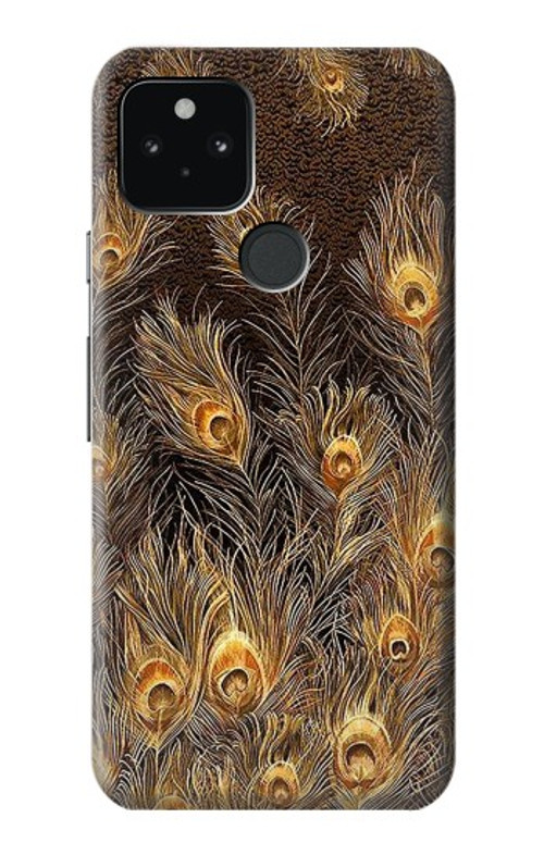 S3691 Gold Peacock Feather Case Cover Custodia per Google Pixel 5