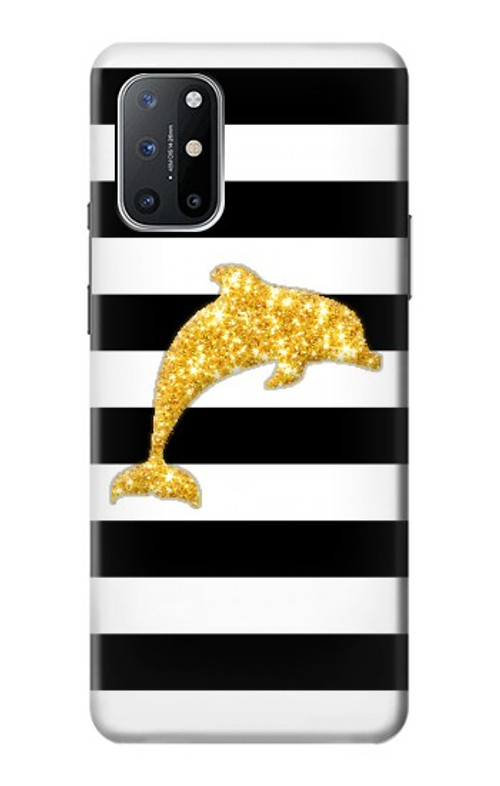 S2882 Black and White Striped Gold Dolphin Case Cover Custodia per OnePlus 8T