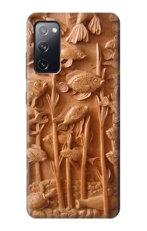 S1307 Fish Wood Carving Graphic Printed Case Cover Custodia per Samsung Galaxy S20 FE