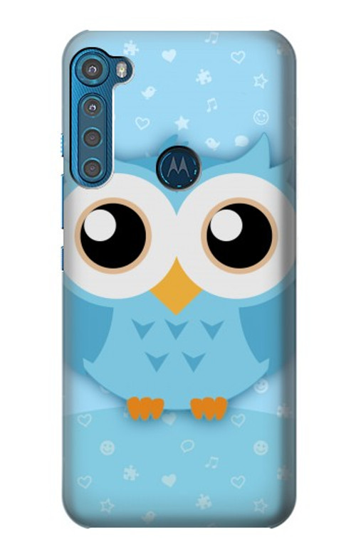 S3029 Cute Blue Owl Case Cover Custodia per Motorola One Fusion+