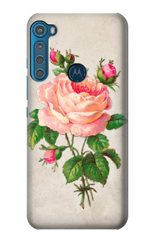 S3079 Vintage Pink Rose Case Cover Custodia per Motorola One Fusion+