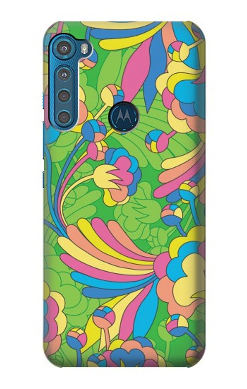 S3273 Flower Line Art Pattern Case Cover Custodia per Motorola One Fusion+