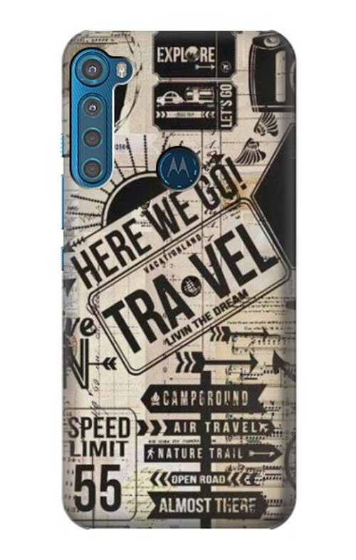 S3441 Vintage Travel Case Cover Custodia per Motorola One Fusion+