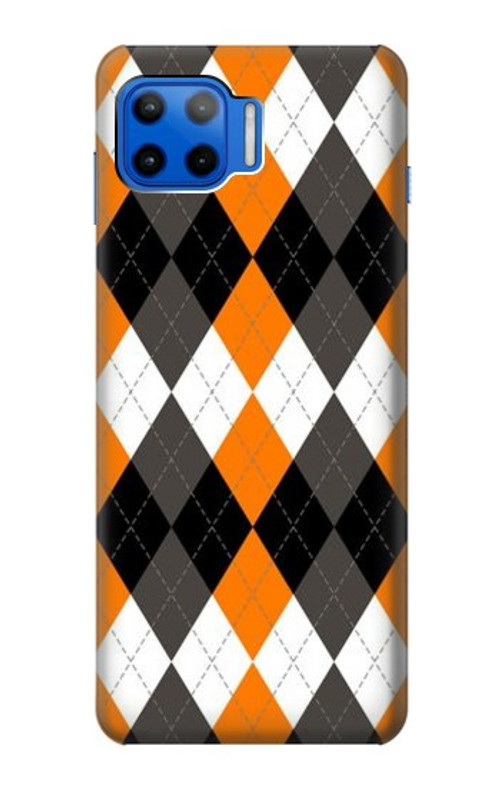 S3421 Black Orange White Argyle Plaid Case Cover Custodia per Motorola Moto G 5G Plus