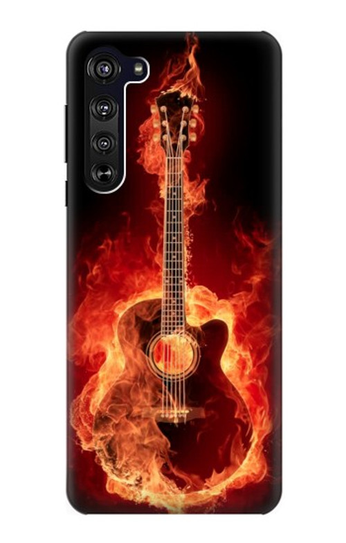 S0415 Fire Guitar Burn Case Cover Custodia per Motorola Edge