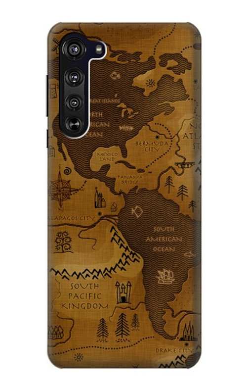 S2861 Antique World Map Case Cover Custodia per Motorola Edge