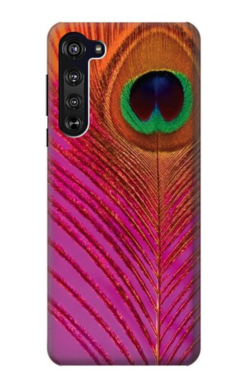 S3201 Pink Peacock Feather Case Cover Custodia per Motorola Edge