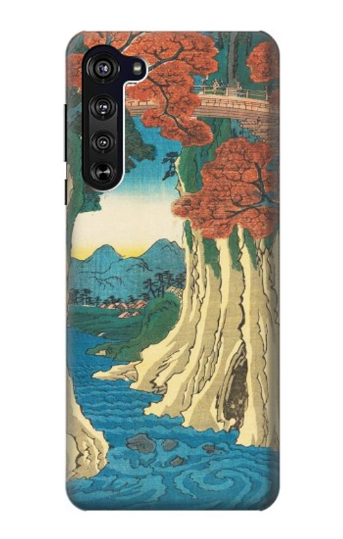 S3348 Utagawa Hiroshige The Monkey Bridge Case Cover Custodia per Motorola Edge