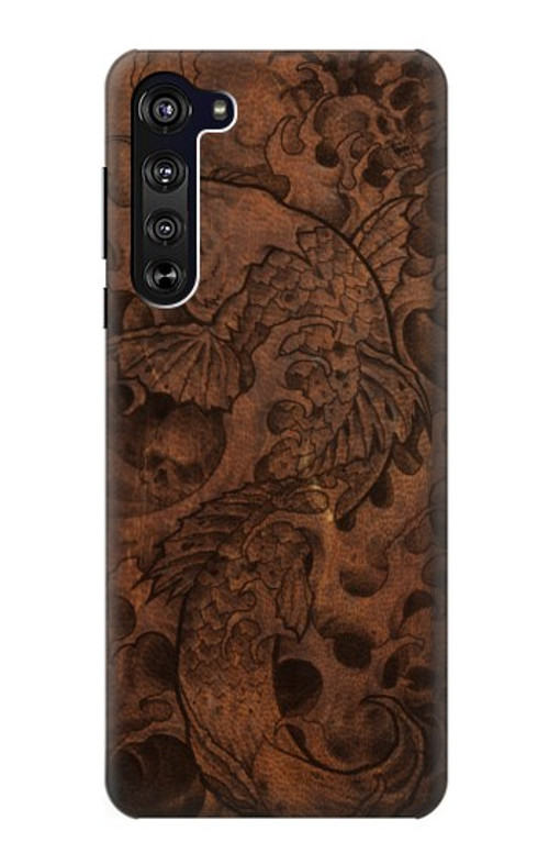 S3405 Fish Tattoo Leather Graphic Print Case Cover Custodia per Motorola Edge