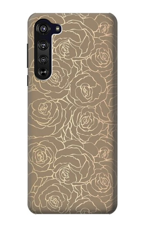 S3466 Gold Rose Pattern Case Cover Custodia per Motorola Edge