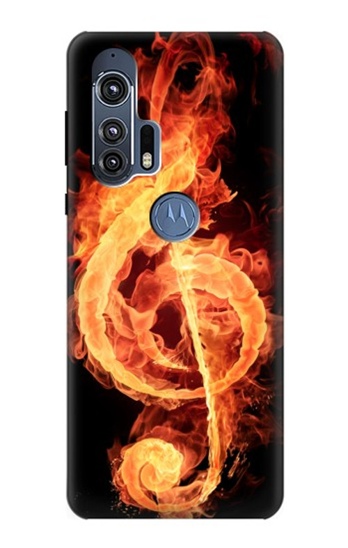 S0493 Music Note Burn Case Cover Custodia per Motorola Edge+