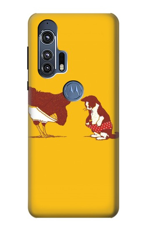 S1093 Rooster and Cat Joke Case Cover Custodia per Motorola Edge+