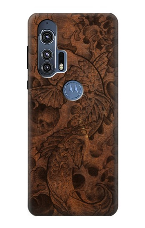 S3405 Fish Tattoo Leather Graphic Print Case Cover Custodia per Motorola Edge+