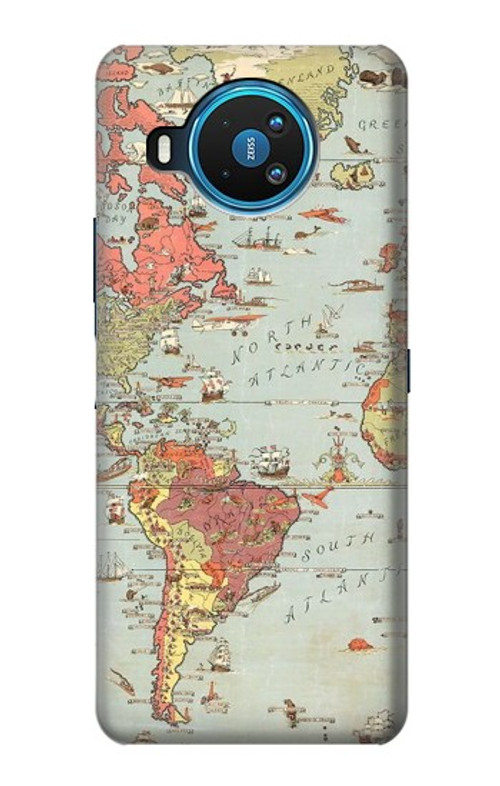 S3418 Vintage World Map Case Cover Custodia per Nokia 8.3 5G
