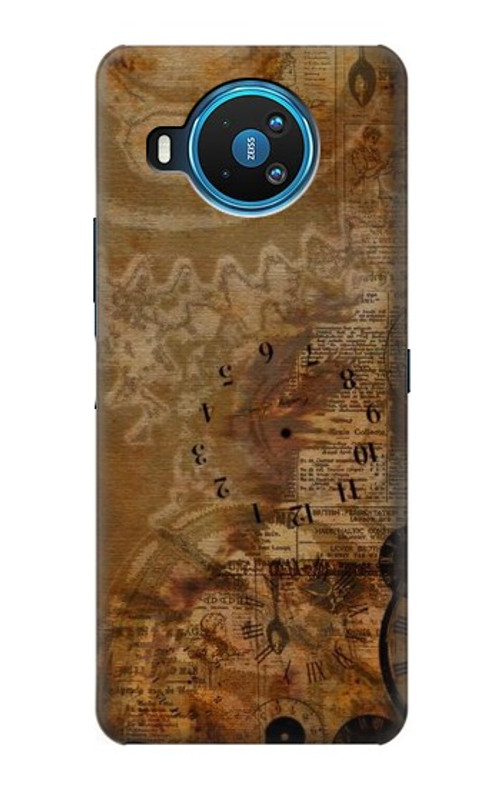 S3456 Vintage Paper Clock Steampunk Case Cover Custodia per Nokia 8.3 5G