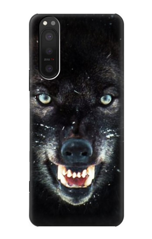 S2823 Black Wolf Blue Eyes Face Case Cover Custodia per Sony Xperia 5 II