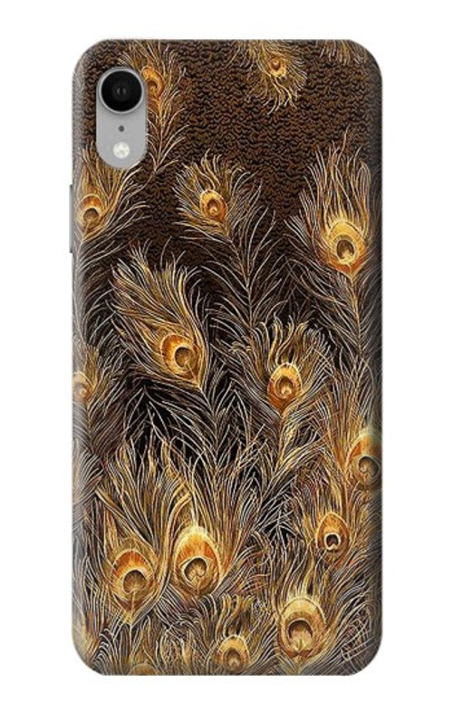 S3691 Gold Peacock Feather Case Cover Custodia per iPhone XR