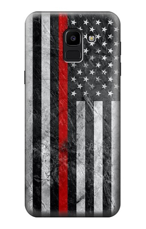 S3687 Firefighter Thin Red Line American Flag Case Cover Custodia per Samsung Galaxy J6 (2018)