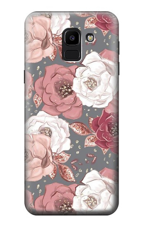 S3716 Rose Floral Pattern Case Cover Custodia per Samsung Galaxy J6 (2018)