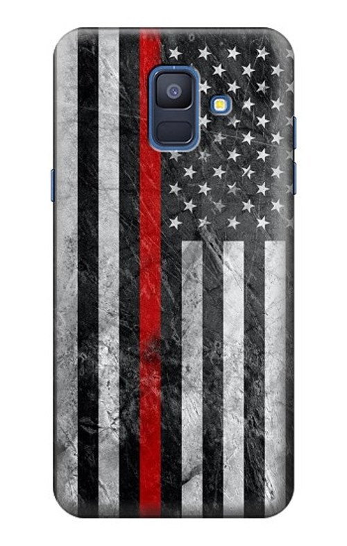 S3687 Firefighter Thin Red Line American Flag Case Cover Custodia per Samsung Galaxy A6 (2018)