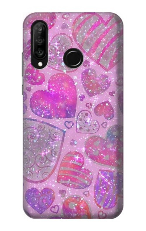 S3710 Pink Love Heart Case Cover Custodia per Huawei P30 lite