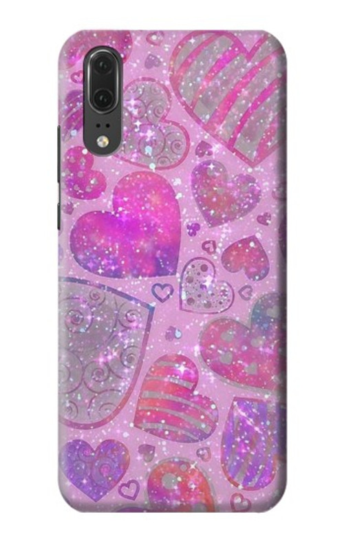 S3710 Pink Love Heart Case Cover Custodia per Huawei P20