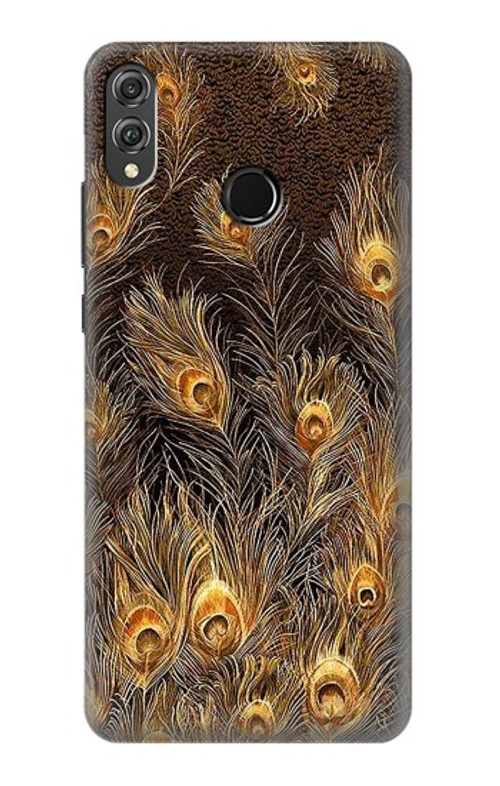 S3691 Gold Peacock Feather Case Cover Custodia per Huawei Honor 8X