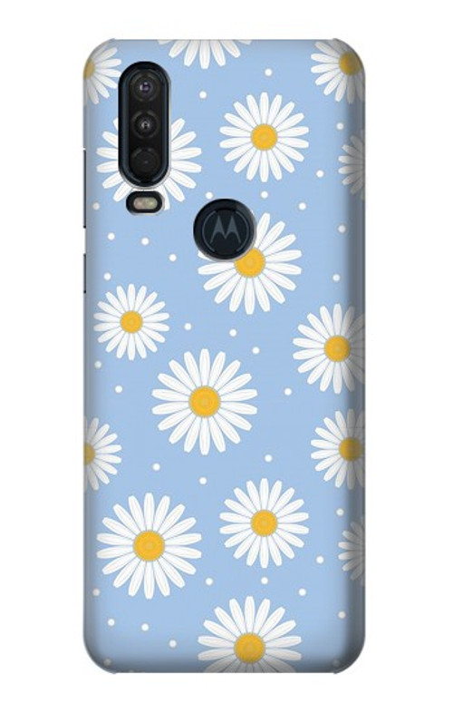 S3681 Daisy Flowers Pattern Case Cover Custodia per Motorola One Action (Moto P40 Power)